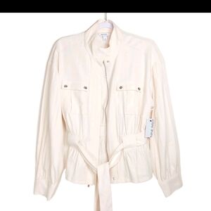 Nine West Ivory Tie-Waist Utility Jacket
